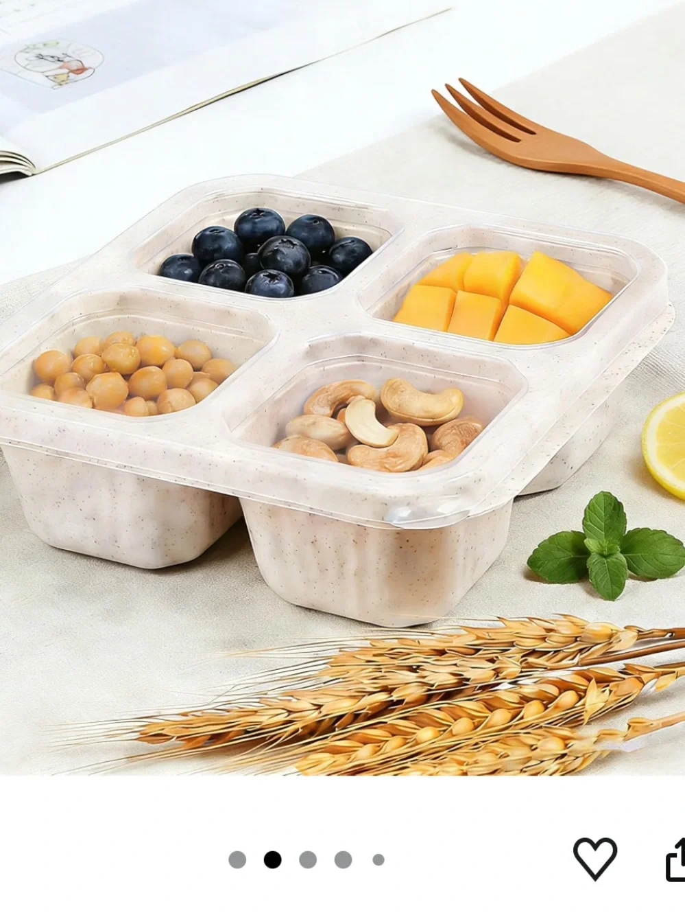 4-Compartment Meal Prep Container Set Bento Boxes - 4 Colors NWT